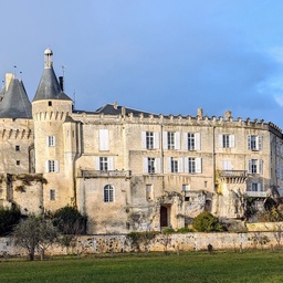 A large stone castle with multiple towers