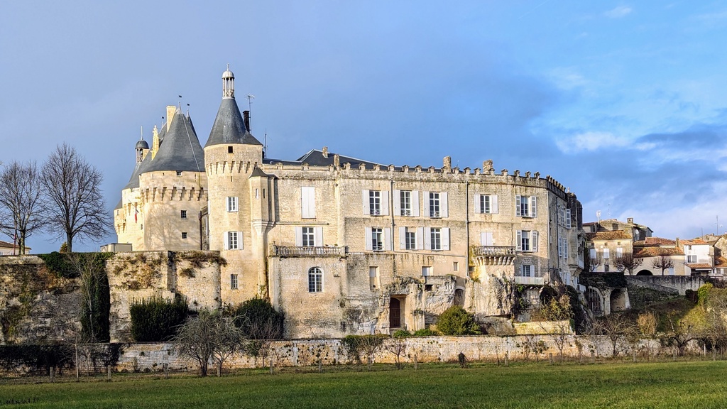A large stone castle with multiple towers