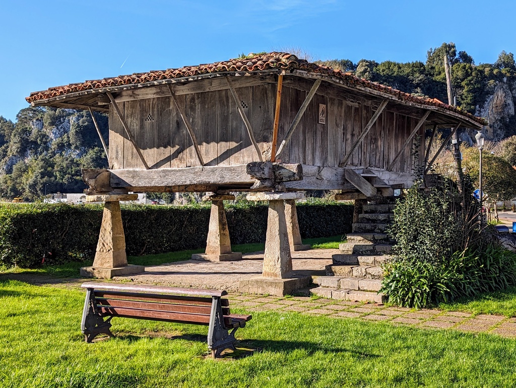 A traditional wooden house on stilts